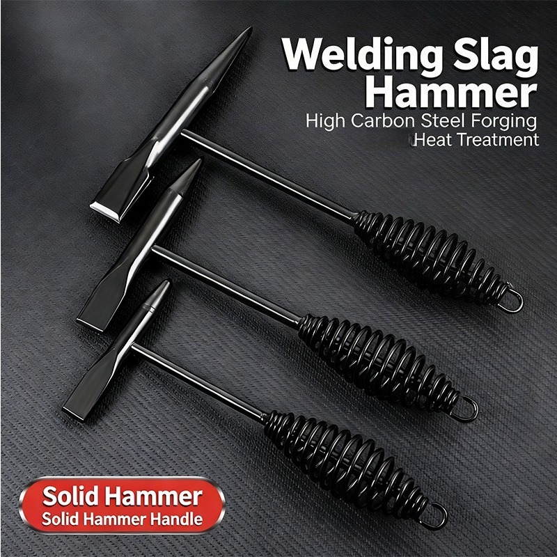 Welding Tools In Workshop - Geschmiedeter Schweißschlackhammer aus Hochkohlenstoffstahl mit Federgriff