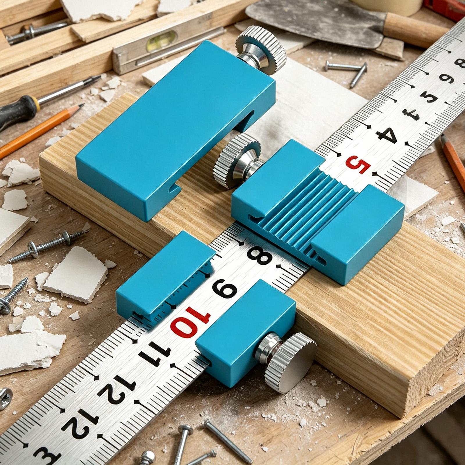 Tools For Woodworking Workshop - Tischlerwerkzeuge, Tischlerlineal, Positionierungs- und Anreißblock, Holzbearbeitungs-Stahlskala-Stopper